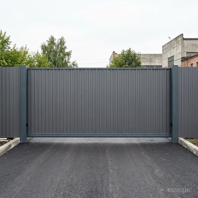 Откатные ворота для промышленного объекта