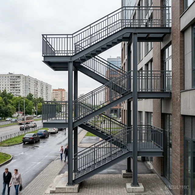 Металлическая лестница для коммерческого здания